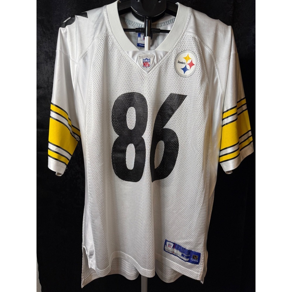 Reebok NFL Pittsburgh Steelers Hines Ward 86 Jersey Mens Large White Mesh Away